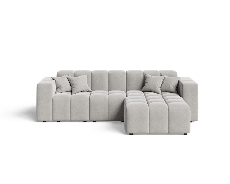 Tapicerowany narożnik typu bubble w szarej tkaninie OMBO