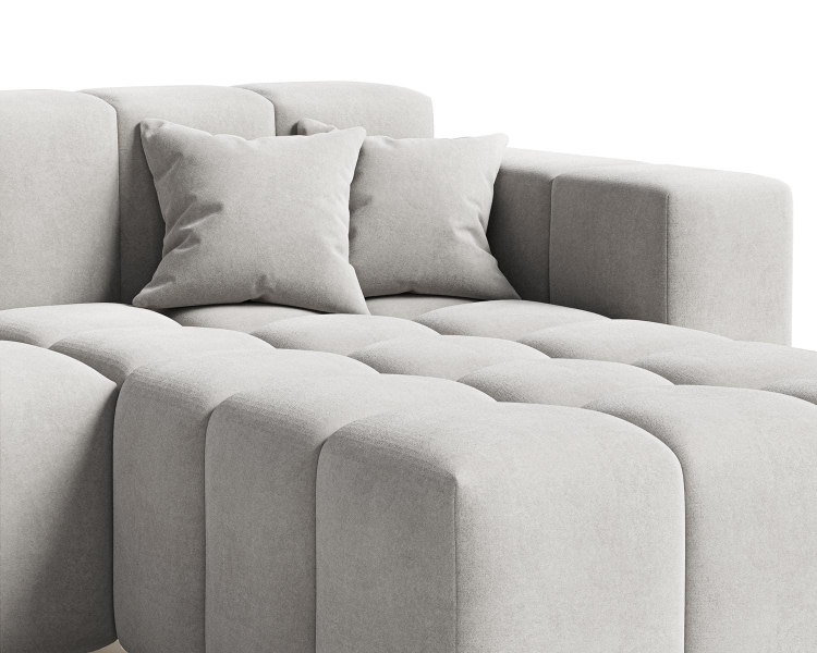 Tapicerowany narożnik typu bubble w szarej tkaninie OMBO