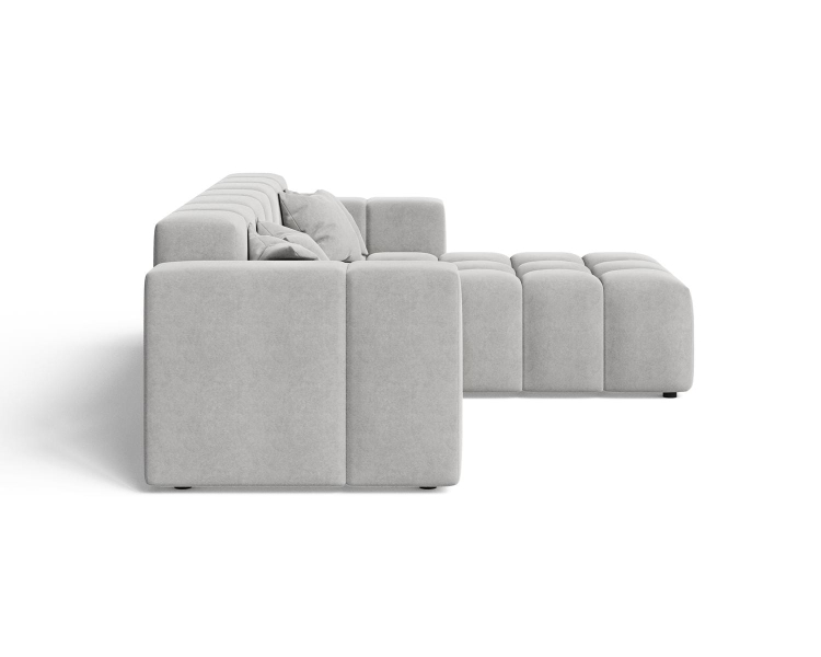 Tapicerowany narożnik typu bubble w szarej tkaninie OMBO