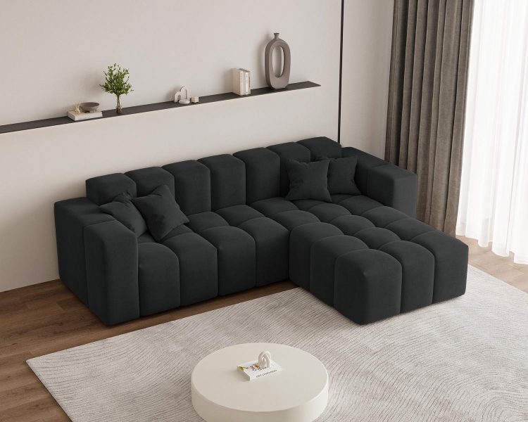 Elegancki czarny narożnik bąbelkowy do salonu OMBO