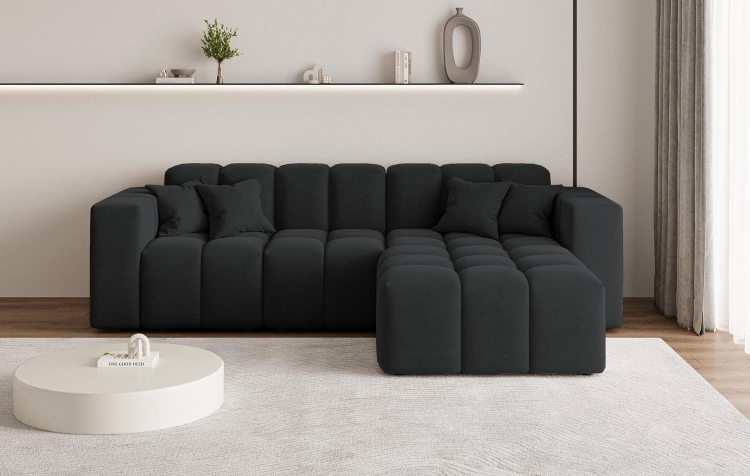 Elegancki czarny narożnik bąbelkowy do salonu OMBO