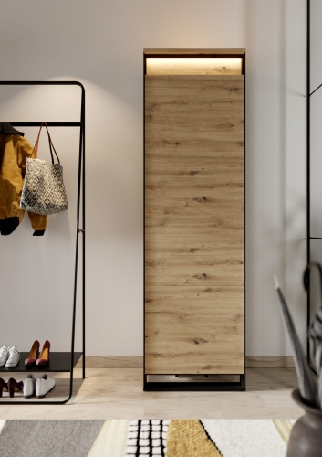 Loftowa szafa z oświetleniem LED w kolorze dąb artisan NINO