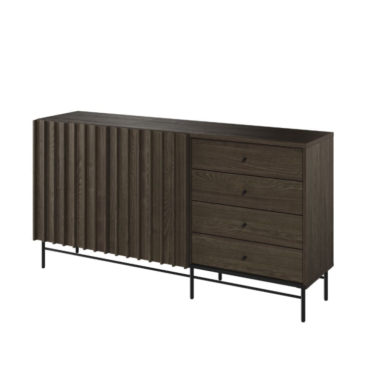 Ryflowana nowoczesna komoda z szufladami 165 cm do salonu NOBO