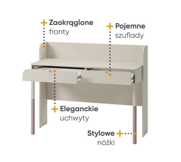 Dziecięce biurko kaszmirowe z dwoma szufladami 122 cm JUNA