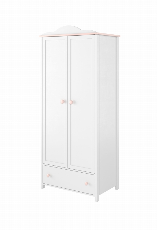 Szafa do pokoju dziecięcego dziewczynki z szufladą i drążkiem na ubrania LARA