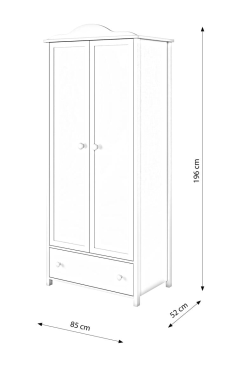 Szafa do pokoju dziecięcego dziewczynki z szufladą i drążkiem na ubrania LARA