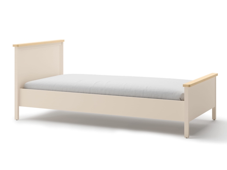 Łóżko dziecięce z wysokim zagłówkiem w klasycznym stylu beżowe TOMMY