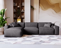 Grafitowy narożnik designerski welur do dużego salonu LOZORNO