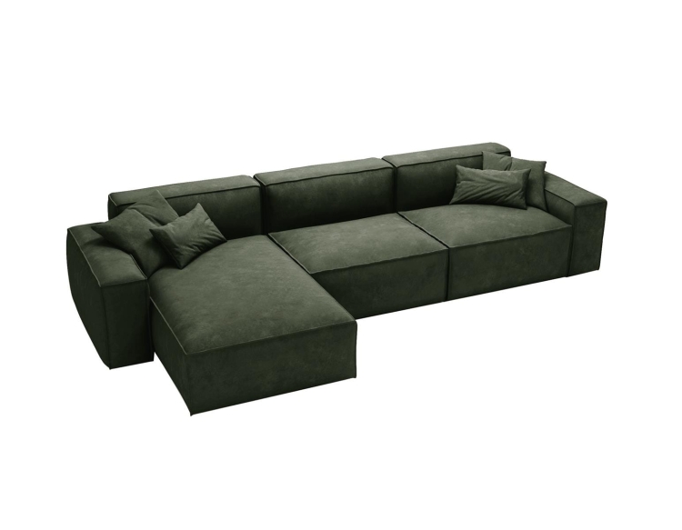 Designerski ciemny narożnik zielony w tkaninie welurowej do salonu LOZORNO