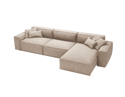 Beżowy narożnik w kształcie L do dużego stylowego salonu LOZORNO