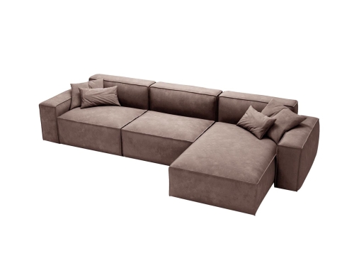 Narożnik elegancki tapicerowany tkaniną welurową BRĄZ LOZORNO