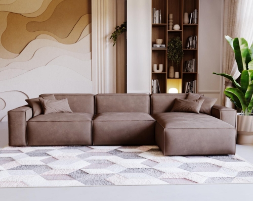 Narożnik elegancki tapicerowany tkaniną welurową BRĄZ LOZORNO