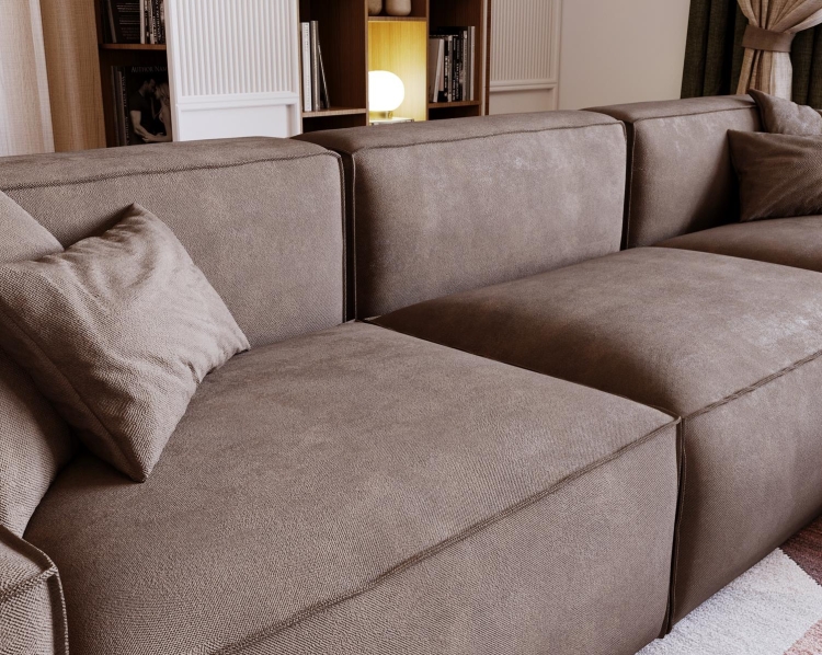 Narożnik elegancki tapicerowany tkaniną welurową BRĄZ LOZORNO