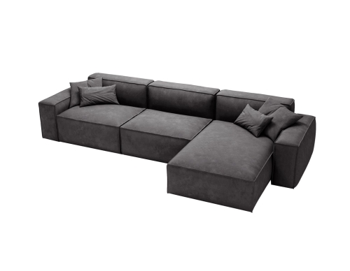 Tapicerowany welurowy narożnik z podłokietnikami grafitowy LOZORNO