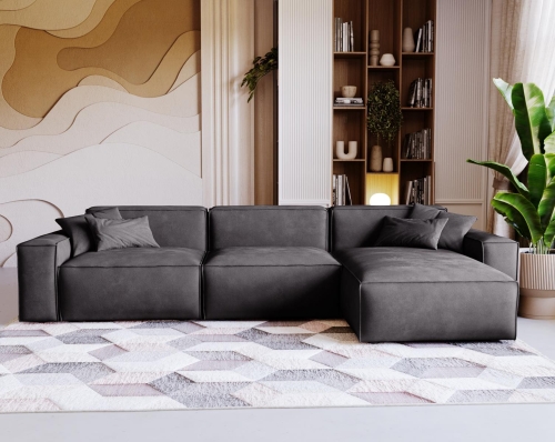 Tapicerowany welurowy narożnik z podłokietnikami grafitowy LOZORNO