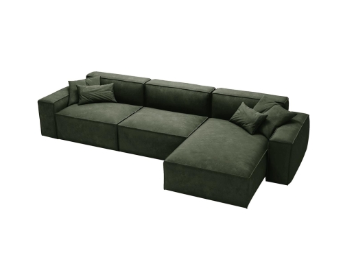 Duży narożnik w kształcie L prawostronny tapicerowany w tkaninie welur LOZORNO