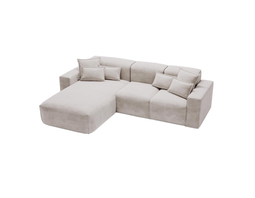 Jasny tapicerowany narożnik w odcieniu szarości duży do salonu AURIA