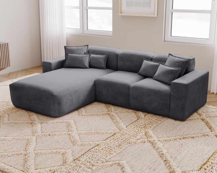 Modny grafitowy narożnik tapicerowany do salonu AURIA