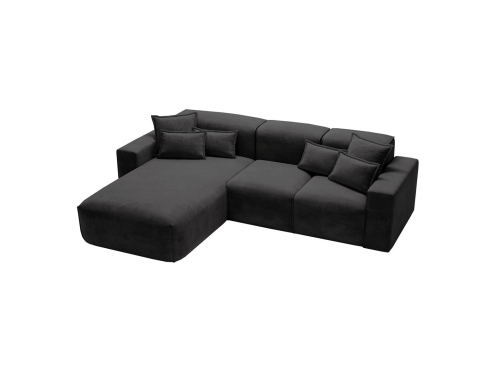 Czarny narożnik tapicerowany welurem elegancki 265 cm AURIA