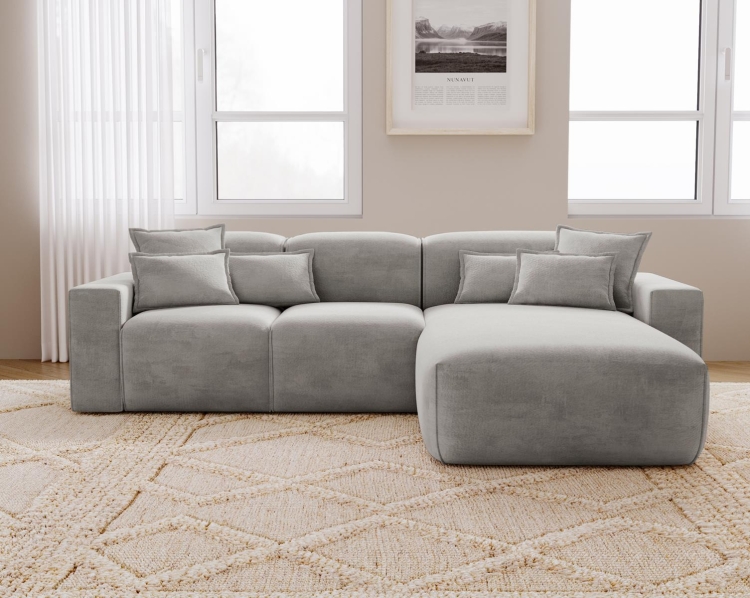 Szary duży narożnik tapicerowany do nowoczesnego salonu AURIA