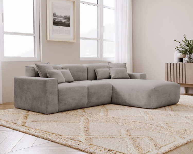 Szary duży narożnik tapicerowany do nowoczesnego salonu AURIA