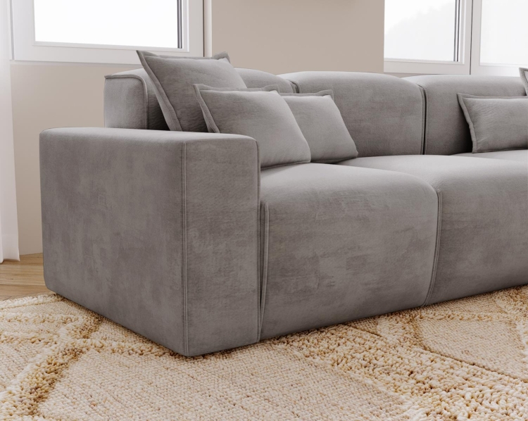 Szary duży narożnik tapicerowany do nowoczesnego salonu AURIA