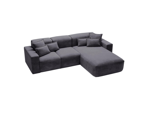 Modny narożnik tapicerowany w ciemnej grafitowej tkaninie AURIA