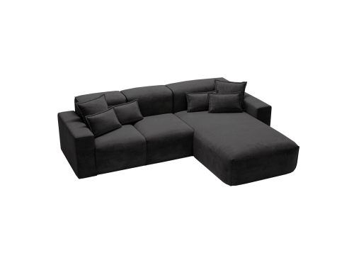 Czarny elegancki tapicerowany narożnik do dużego salonu AURIA