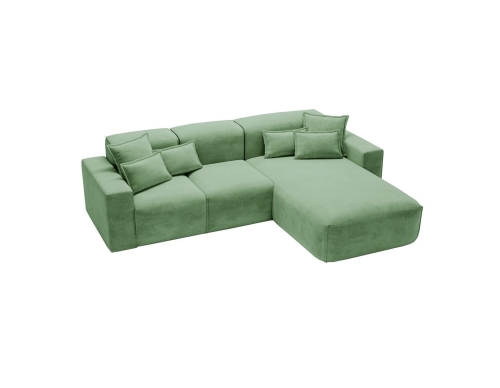 Modny zielony narożnik tapicerowany w praktycznej tkaninie AURIA