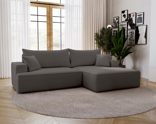 Ciemny welurowy narożnik grafitowy 270 cm do dużego salonu BEVERLY
