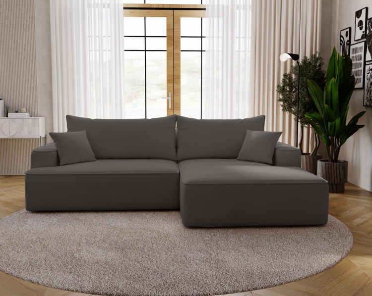 Narożnik grafitowy 270 cm do dużego salonu BEVERLY