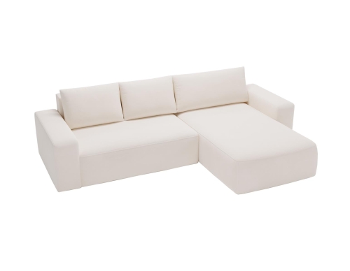 Kremowy narożnik w kształcie L tapicerowany w tkaninie welurowej CAMA