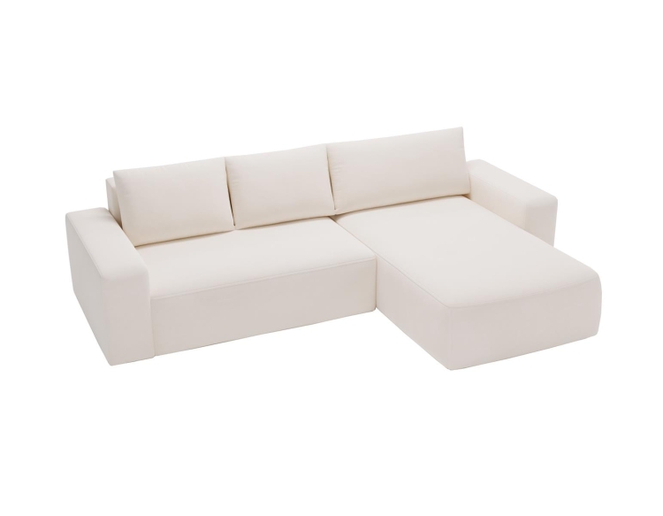 Kremowy narożnik w kształcie L tapicerowany w tkaninie welurowej CAMA