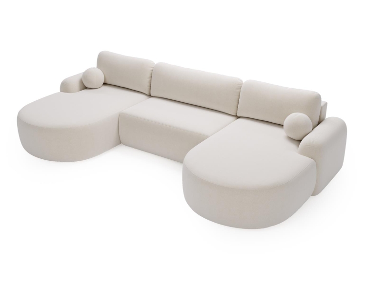 Narożnik w kształcie litery U duży beż 347 cm baranek OLIO