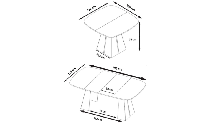 Elegancki czarny stół z solidną minimalistyczną podstawą TRENDI