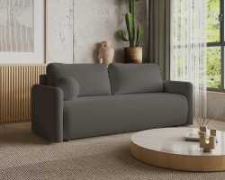 Ciemna sofa tapicerowana w modnej grafitowej tkaninie baranek LUNS