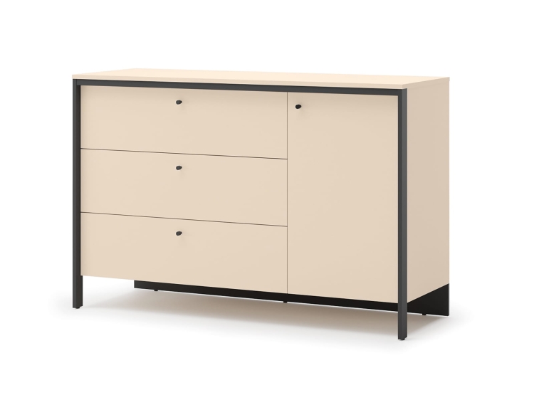 Elegancka duża komoda beżowa z trzema szufladami ELLA