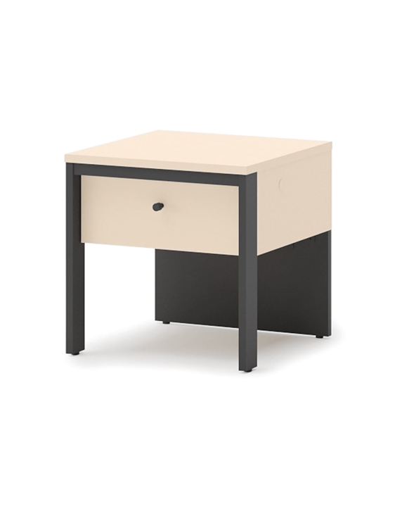 Nowoczesny stolik nocny z szufladą beż + czarny LED ELLA