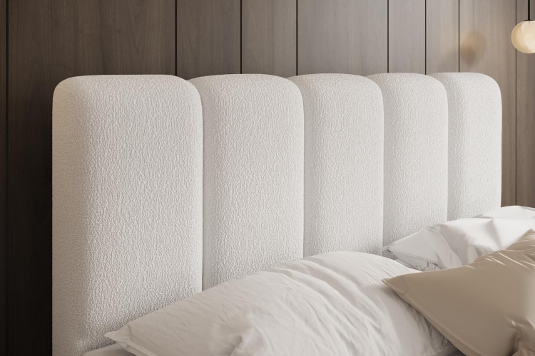 Nowoczesne białe łóżko kontynentalne z materacem LUMI