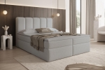 Luksusowe szare łóżko kontynentalne z materacem i pojemnikiem LUMI