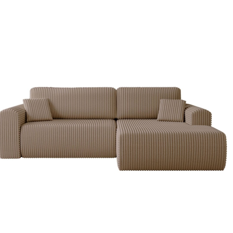 Sztruksowy narożnik szeroki przytulna tkanina ciemny beż COMFS