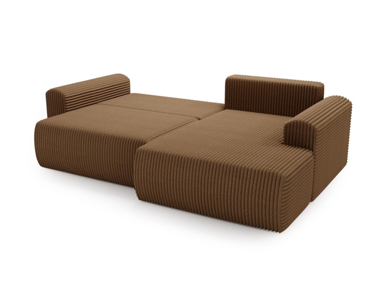 Sztruksowy narożnik szeroki przytulna tkanina ciemny beż COMFS