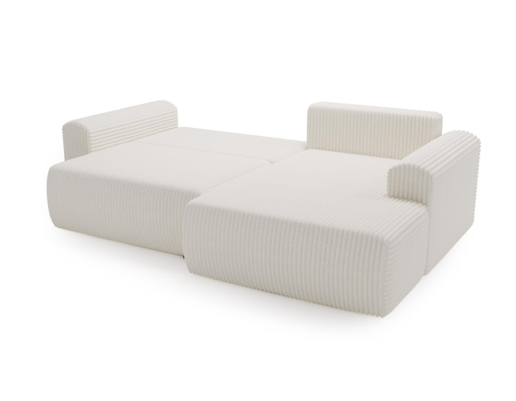 Oliwkowy narożnik szeroki do salonu 257 cm w tkaninie sztruks COMFS