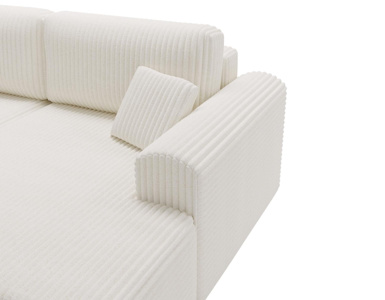 Oliwkowy narożnik szeroki do salonu 257 cm w tkaninie sztruks COMFS