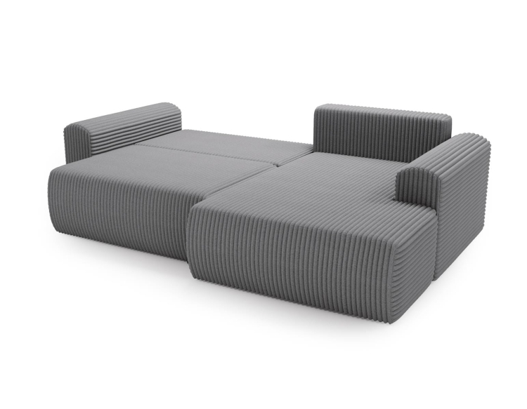 Miękki sztruksowy narożnik szeroki do salonu grafitowy COMFS